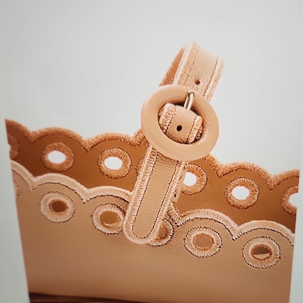 Larroude Beige Scalloped Mary Jane Flats - Picture 3 of 9